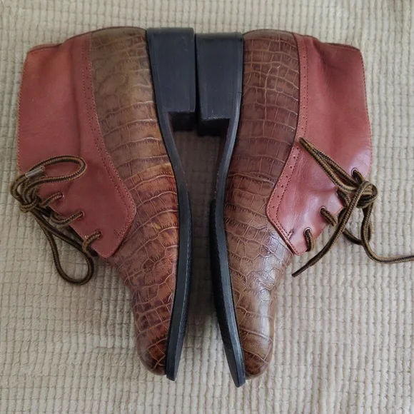 ARIAT Croc Embossed Leather Lace Up Boots Women's 8B - Picture 12 of 15